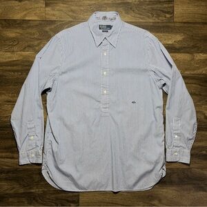 Polo Ralph Lauren Silver Label Bleecker Popover Shirt Mens L Blue Striped RARE